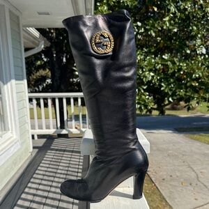 Elegant Black Knee-High Leather Boots